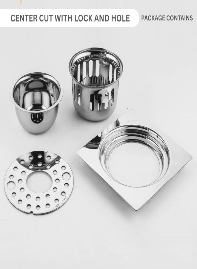 Ontap Stainless Steel Floor Drainer with Hole | 5 Inches Bathroom Floor Jali | Anti Cockroach with Hole | Floor Trap Jali | Bathroom Drain Jali with Hole (Pack of 1) - Image 2